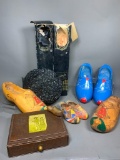 Dolls, Vintage Hat & Wooden Clogs