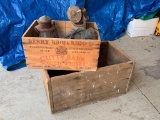 (2) Wooden Crates & Lanterns