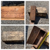 Early Antique Hide Covered Trunk with Inscription on Bottom