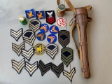 Large Unusual Antique Military Holster or Sheath, Patches & More
