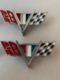 Vintage GM Chevy V8 Flag Emblems Corvette