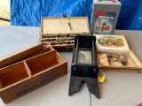 Antique Boxes, Microscope, Locks and More
