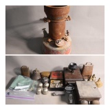 Vintage Antique Smelter Stove, Ligher, Bells, Telephone and More Antiques