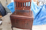 Vintage Antique Victrola Record Player and Record Holder. See Pictures for Damage