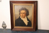 Vintage Framed Beethoven Portrait Prang's American Chromolithograph
