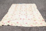 Early Antique Embroidered Quilt with Floral Motif