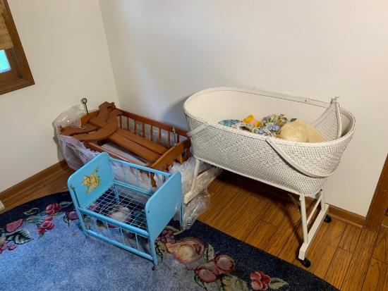Bassinet, Baby Cradle & Metal Toy Crib