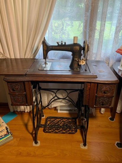 Antique Minnesota Model K Treadle Sewing Machine with Stand