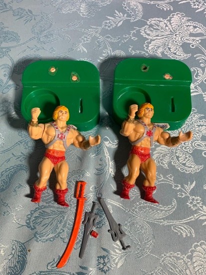 (2) He Man Figure Toothbrush holders with Stands