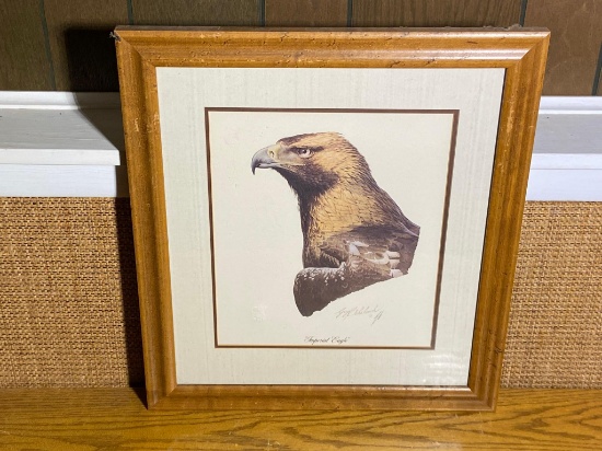 Vintage Framed Eagle Animal Print Signed Guy Coheleach