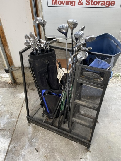 Golf Clubs and Stand including TaylorMade & Callaway