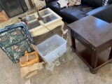 Coffee Table, Basket, Glass, Suitcase, Lamp Table
