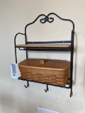 Longaberger Wall Shelf Key Hanger with Basket