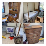 Room Contents Lot - Bed, Secretary Desk, Dresser and More