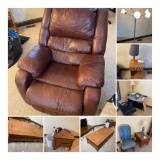 Leather Chair and Room Contents Lot - TV NOT Included