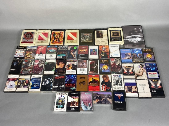 Huge Lot of Vintage 8 Track, CD, and Cassette Tapes featuring Def Leppard, AC/DC and More!