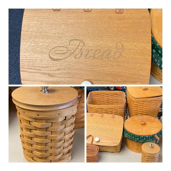 Group of Vintage Longaberger Baskets including Bread Box