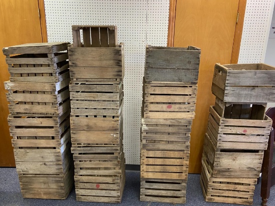 Large Lot of Vintage Wood Apple Crates