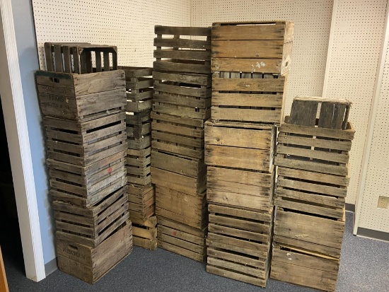 Huge Lot of Vintage Wood Apple Crates