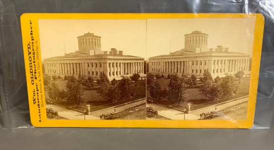 Rare 1873 Stereoview Card Photograph Columbus Ohio Statehouse