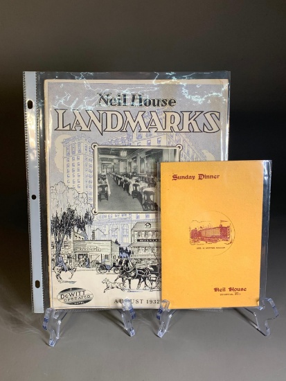 Two Antique Neil House Items - Landmarks Booklet & Menu Columbus, OH