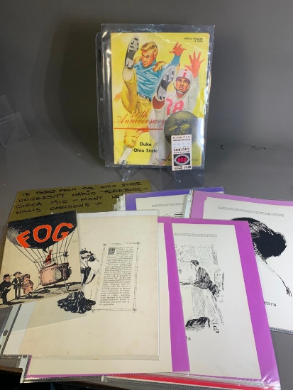 1955 Duke v Ohio State Program, Football Ticket, 1910 Makio with Les Willis Cartoons