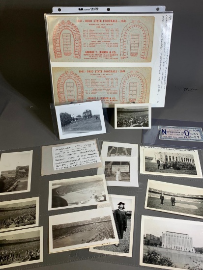 1929 Ohio State University v Northwestern Football Ticket, '41 Schedules, 1945 Game Snapshots