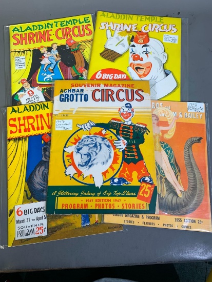 Aladdin Temple Shrine Circus Old Programs Booklets 1940s