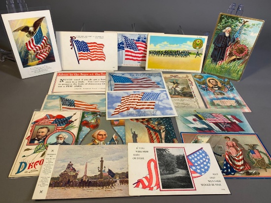 Large Lot of Antique Patriotic Postcards Flags and More
