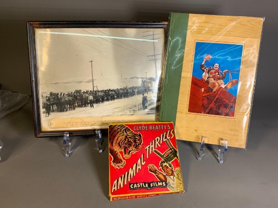 1903 Barnum & Bailey 40 Horse Wagon Train Photo + Castle Films, Circus Book