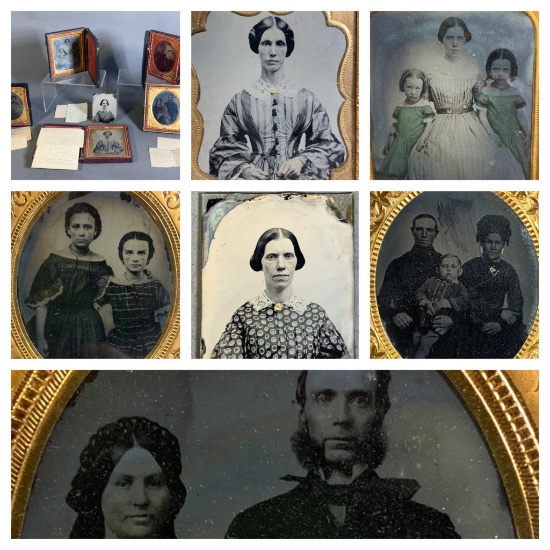 Group of Mostly Ambrotype Photos in Cases 1/6 Plate