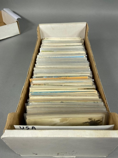 Box Lot of Postcards USA Linens and Earlier - Early 1900s