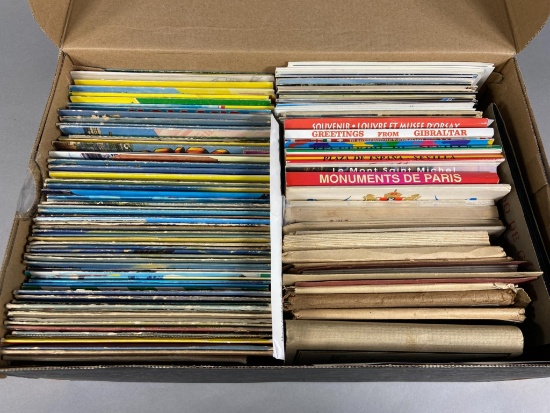 Large Box Full of Vintage Folding Postcards Travel
