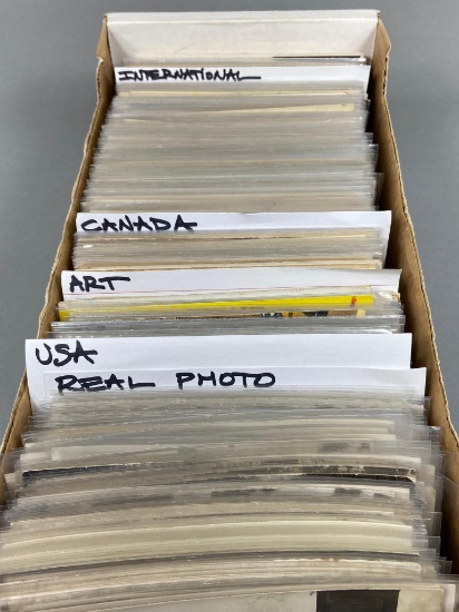 Box Lot Vintage, Antique Postcards Inc. RPPC, Art, Canada, International