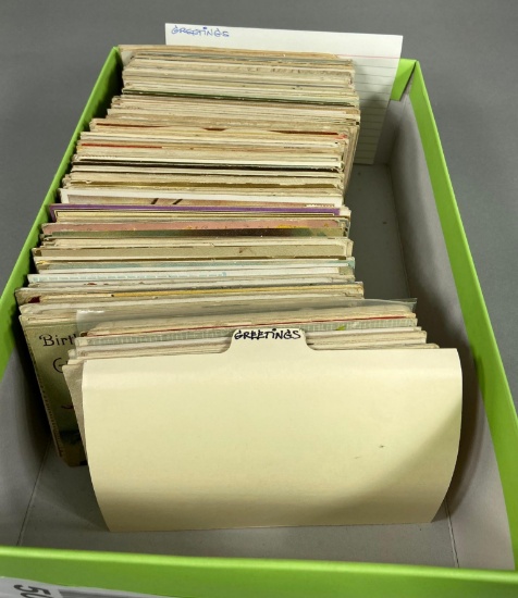 Box Full of Vintage and Antique Postcards - Greeting