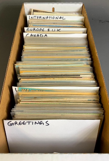 Box Full Vintage Antique Postcards USA Greeting Canada Europe UK Intl