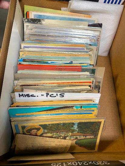 Box lot Antique & Vintage Postcards Celebrity Homes, Patriotic and more