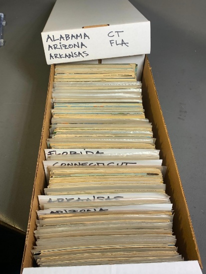 Box of Vintage & Antique Postcards AL AZ AR CT FL