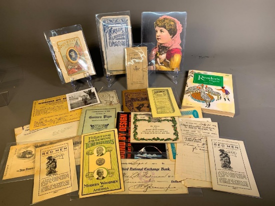 Large Lot Vintage & Antique Paper Including Masonic, Fraternal
