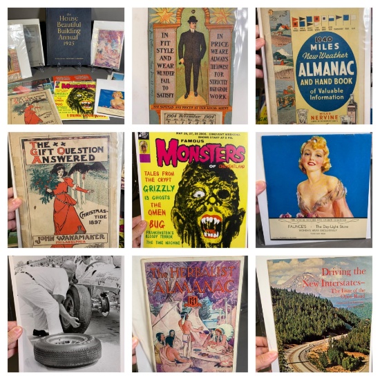 Group Lot of Vintage & Antique Paper Calendars, Horror