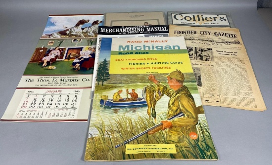 Lot of Assorted Paper, Ephemera Advertising Calendar and more