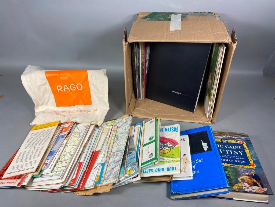 Lot of Vintage Travel Maps + Rago Auction Catalogs