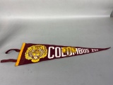 Early Nice 1940 Columbus Zoo Pennant Bright Colors Tiger, Elephant