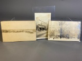 3 Real Photo Postcards Flood Scenes Piqua, Ohio, Main St. Fire and More