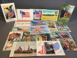 Large Lot of Antique Patriotic Postcards Flags and More