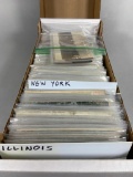 Box Full of Vintage and Antique Postcards Illinois to NY