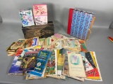 Large Lot Greeting Cards, Travel, Ephemera, Brochures, Scrapbook Album