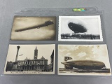 Group Lot of 4 Balloon/Dirigible/Zeppelin Postcards