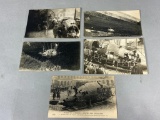 Group of 5 Balloon/Dirigible/Zeppelin Postcards Including Real Photo RPPC