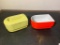 Vintage Made Exclusively for Westinghouse Refrigerator Dishes. Red Dish Has a Crack